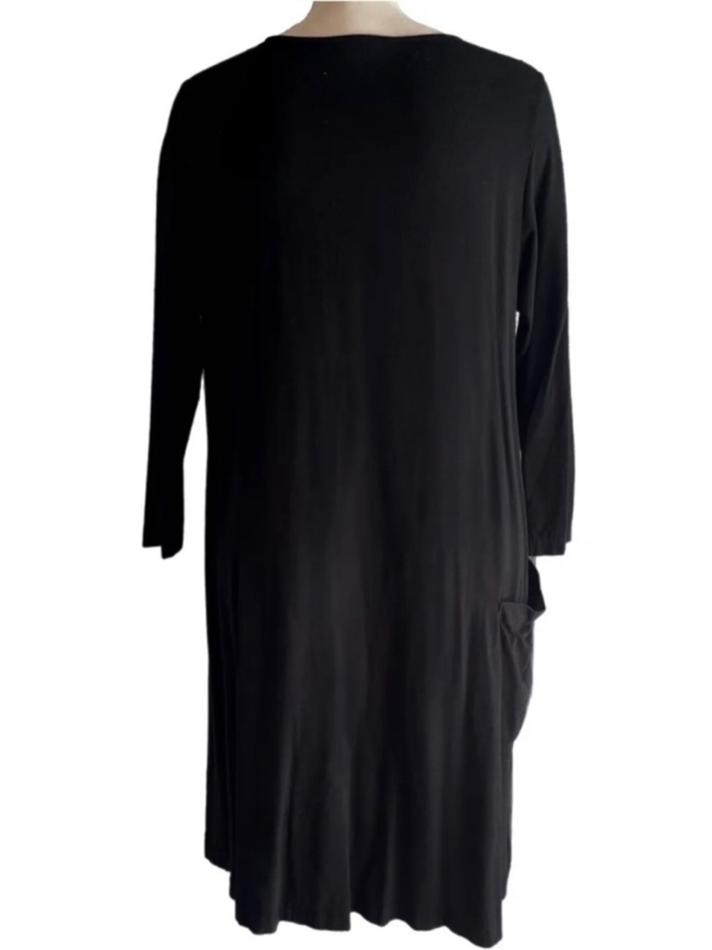 BRYN WALKER BLACK RUCHED JERSEY JOSIE TUNIC STRAIGHT SHIFT DRESS SZ XS - Picture 4 of 7